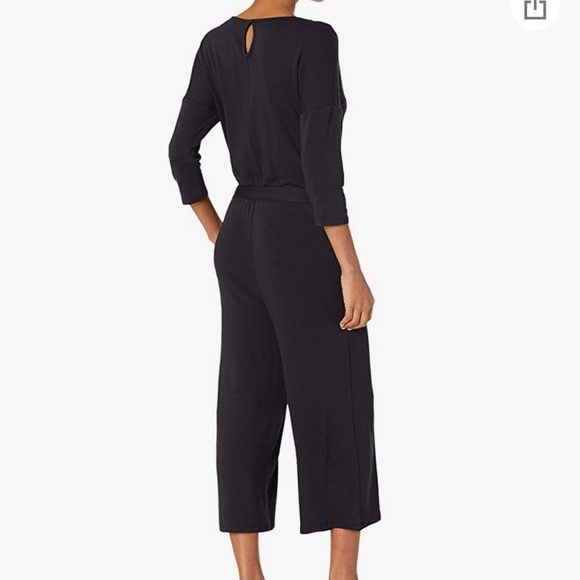 Amazon Daily Ritual Elbow Sleeve Wide Leg Black Jumpsuit Size Medium - Picture 2 of 10